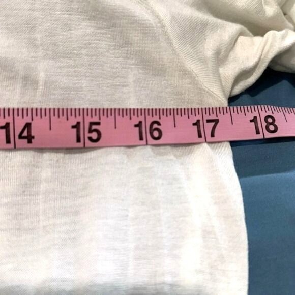 White Sheer Draped V-Neck Blouse By Timing Medium - Picture 8 of 9